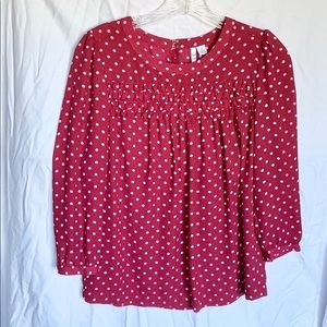 Pink & Magenta Polka Dot 3/4 Sleeve Blouse